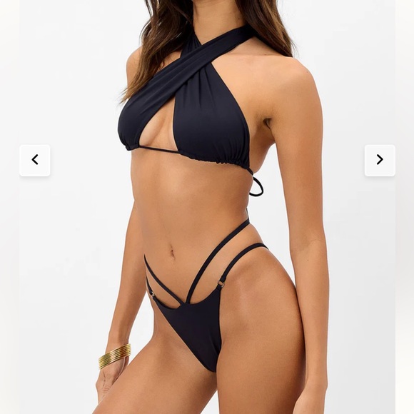 Frankie’s Bikinis - Bash Wrap Halter Bikini Top & Layla String Bikini Bottom - Picture 2 of 7
